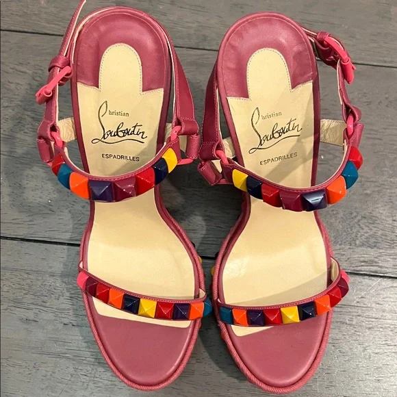 Christian Louboutin Cataclou Espadrille Wedge Sandals - Picture 8 of 11